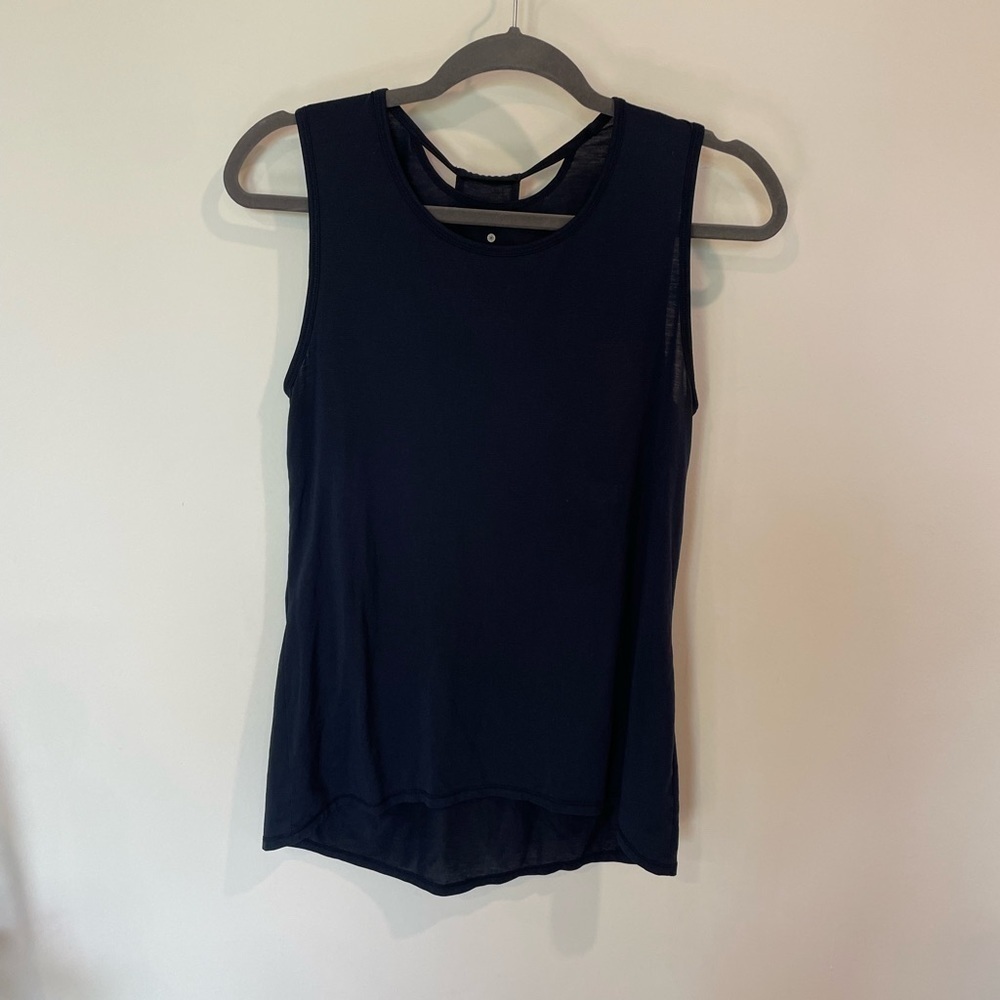 Athleta Navy Open-Back Tank Top